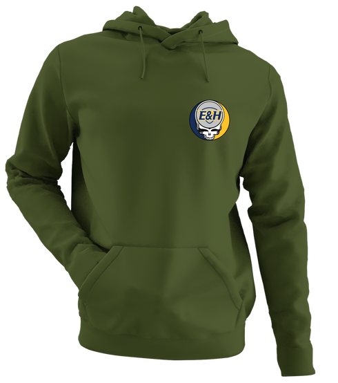Emory & Henry - Premium Grateful Dead Left Chest Hoodie - Military Green
