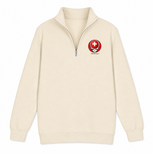 Switzerland FIFA World Cup - Premium Grateful Dead Quarter-Zip Pullover - Sand - 2