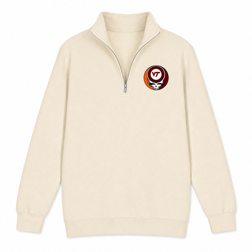 Virginia Tech - Premium Grateful Dead Quarter-Zip Pullover - Sand - 2