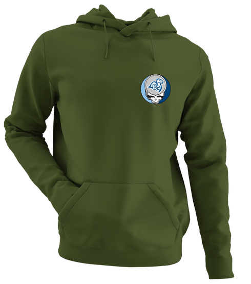 Connecticut College - Premium Grateful Dead Left Chest Hoodie - Military Green - 7