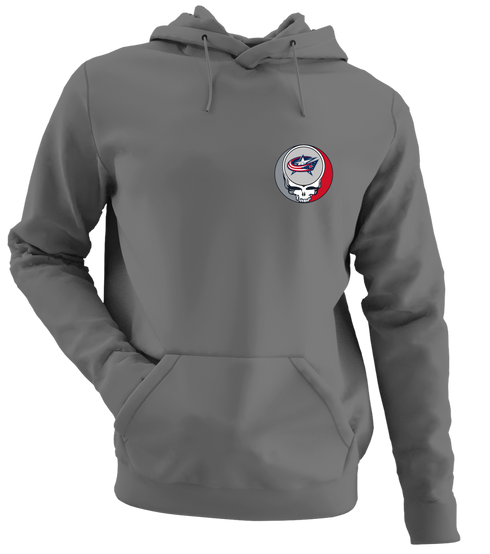 Columbus Blue Jackets - Premium Grateful Dead Left Chest Hoodie - Charcoal