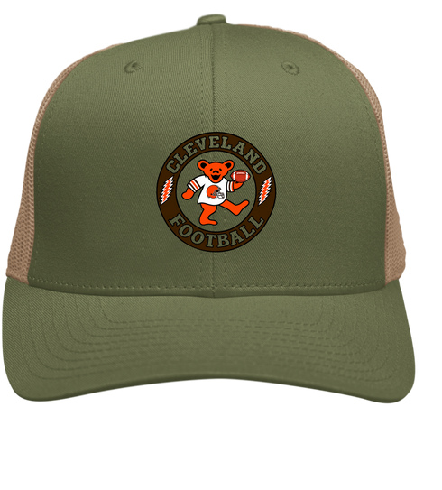 Cleveland Football Dancing Bear Stealie Grateful Dead Trucker Cap - Moss | Khaki