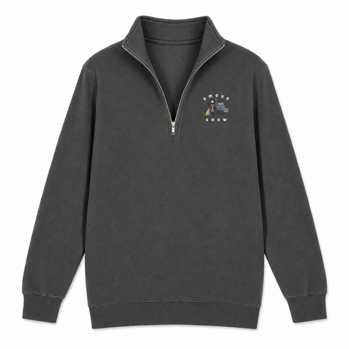 Smoke Show - Life is dead.® - Premium Grateful Dead Quarter-Zip Pullover - Charcoal - 6