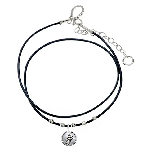 Grateful Dead - Lightning Bolt Sterling Silver Beads & Thin Leather Necklace - StealieShop