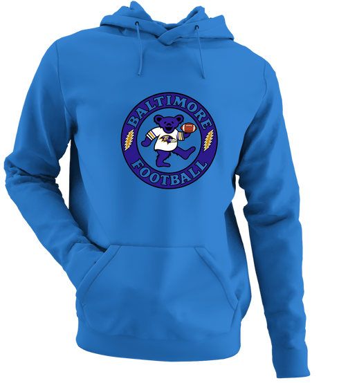 Baltimore Football Dancing Bear - Premium Grateful Dead Hoodie - Heather Royal