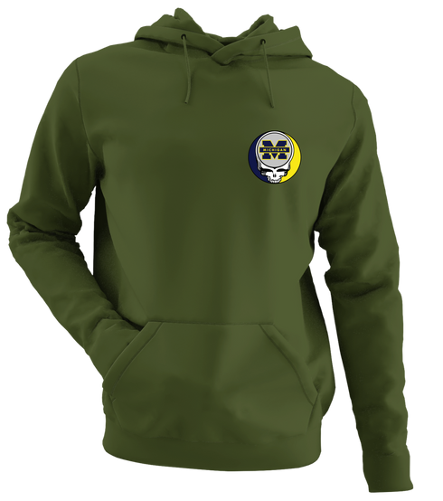 University of Michigan - Premium Grateful Dead Left Chest Hoodie - Military Green - 7