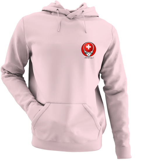 Switzerland FIFA World Cup - Premium Grateful Dead Left Chest Hoodie - Light Pink