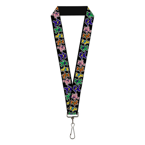 Grateful Dead - Lanyard - 1.0" - Dancing Bears Black Multi Color - StealieShop