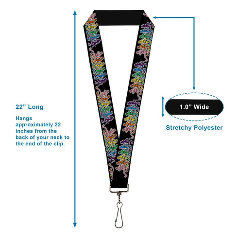 Grateful Dead - Lanyard - 1.0" - Dancing Skeletons Black Multi Color - StealieShop