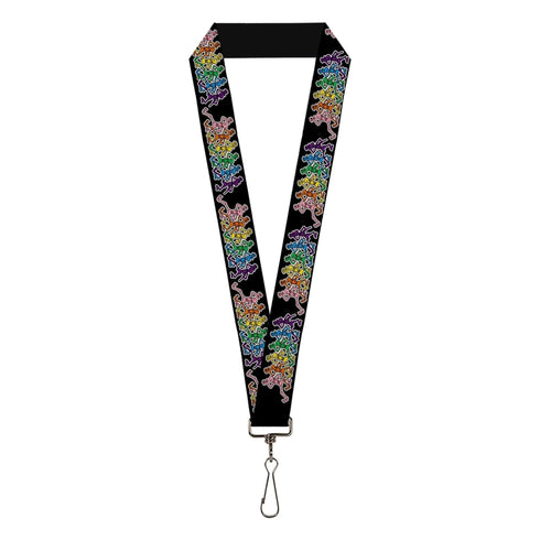 Grateful Dead - Lanyard - 1.0" - Dancing Skeletons Black Multi Color - StealieShop