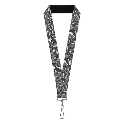 Grateful Dead - Lanyard - 1.0" - Steal Your Face Stacked Gray - StealieShop