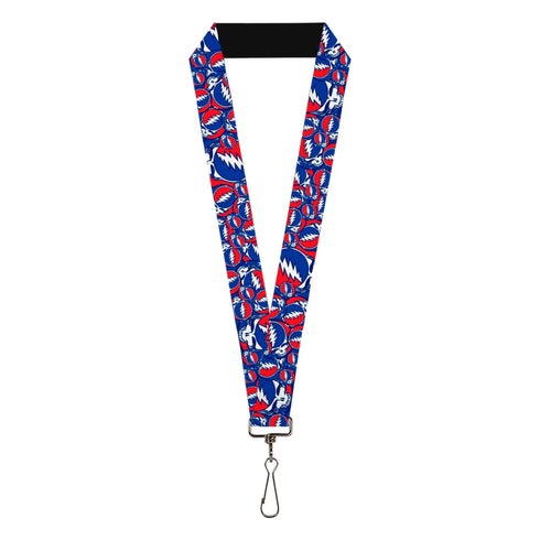 Grateful Dead - Lanyard - 1.0" - Steal Your Face Stacked Red White Blue - StealieShop