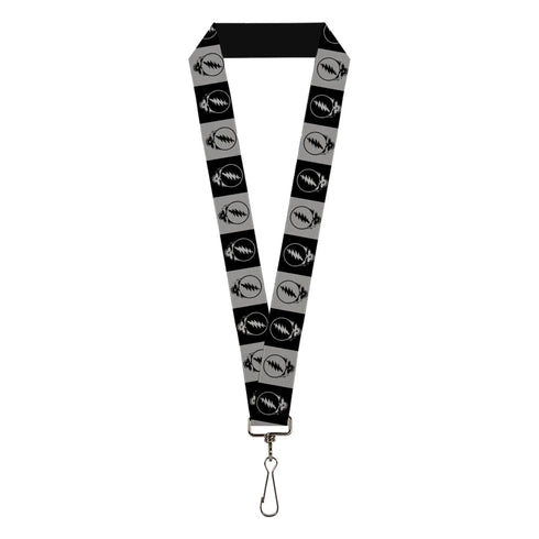 Grateful Dead - Lanyard - 1.0" - Steal Your Face Blocks Black White-Gray Black - StealieShop