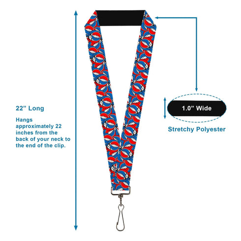 Grateful Dead - Lanyard - 1.0" - Grateful Dead Steal Your Face Logo Stacked Red/White/Blue - StealieShop