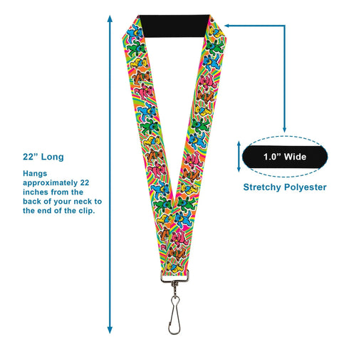 Grateful Dead - Lanyard - 1.0" - Grateful Dead Dancing Bears Swirl Multi Color - StealieShop