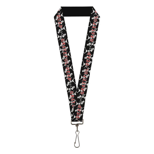 Grateful Dead - Lanyard - 1.0" - GRATEFUL DEAD Dancing Skeletons and Text Black/White/Red - StealieShop