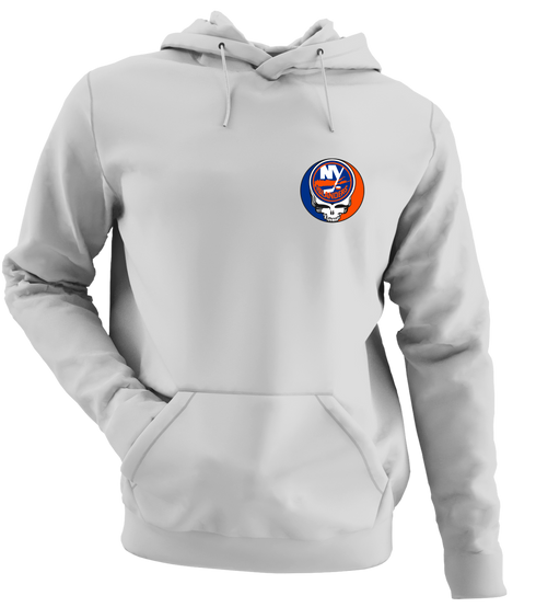 New York Islanders - Premium Grateful Dead Left Chest Hoodie - Sport Grey - 9