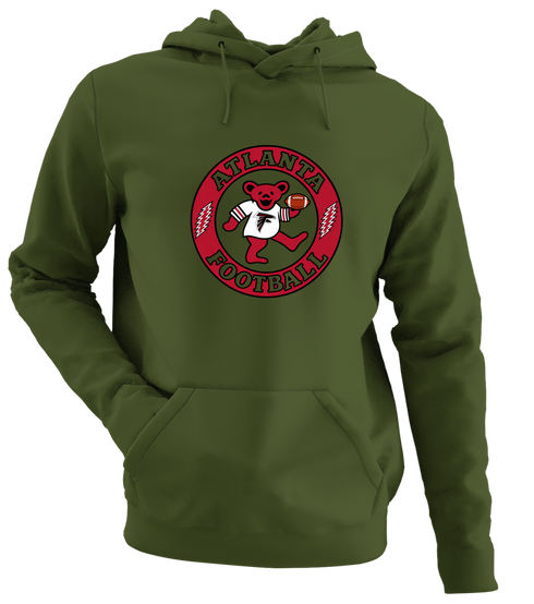 Atlanta Football Dancing Bear - Premium Grateful Dead Hoodie - Military Green