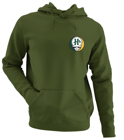 Humboldt State University - Premium Grateful Dead Left Chest Hoodie - Military Green