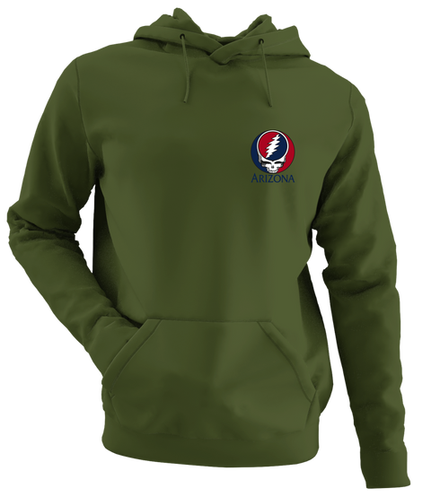 University of Arizona - Premium Grateful Dead Left Chest Hoodie - Military Green