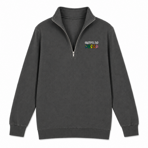 Grateful Dad - Premium Grateful Dead Quarter-Zip Pullover - Charcoal - 6