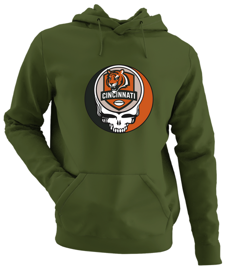 Cincinnati Football - Premium Grateful Dead Hoodie - Military Green - 7