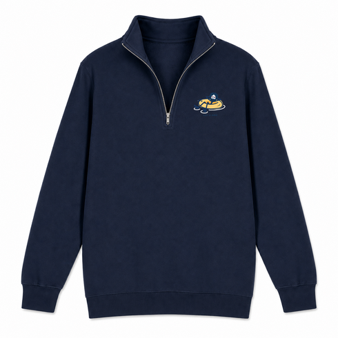 Jerry's Floatin' Life is dead Performance Polo - Premium Grateful Dead Quarter-Zip Pullover - Navy - 4