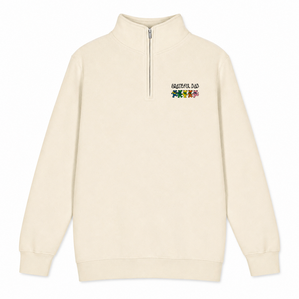 Grateful Dad - Premium Grateful Dead Quarter-Zip Pullover - Sand - 1
