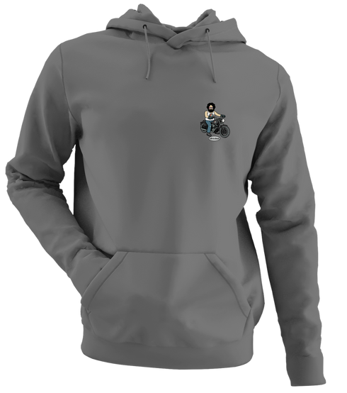 Jerry and His Hog - Life is dead.® - Premium Grateful Dead Left Chest Hoodie - Charcoal