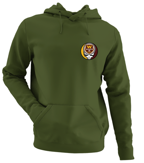 Washington Football - Premium Grateful Dead Left Chest Hoodie - Military Green - 7