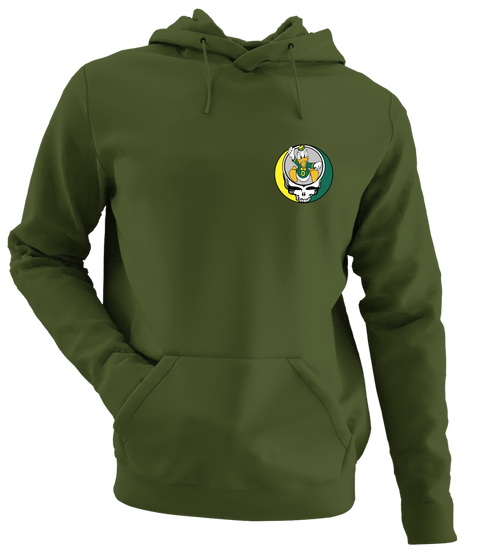 University of Oregon - Premium Grateful Dead Left Chest Hoodie - Military Green