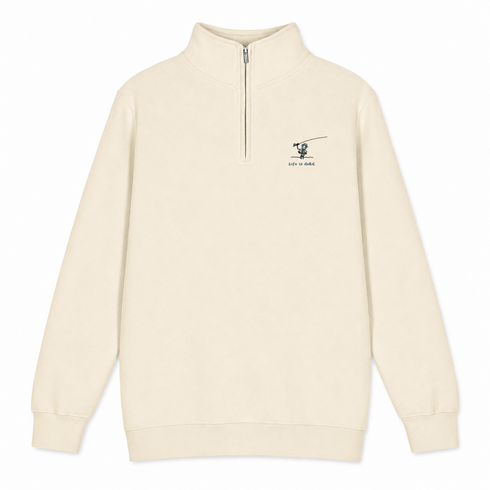 Jerry' Fly Fishin' - Life is dead.® - Premium Grateful Dead Quarter-Zip Pullover - Sand - 2