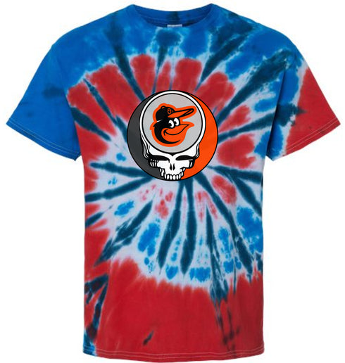 Baltimore Orioles Stealie Tie-Dye Grateful Dead T-Shirt