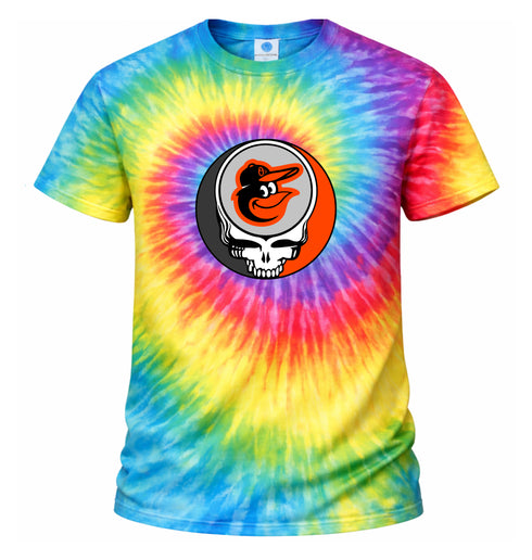 Baltimore Orioles Stealie Tie-Dye Grateful Dead T-Shirt