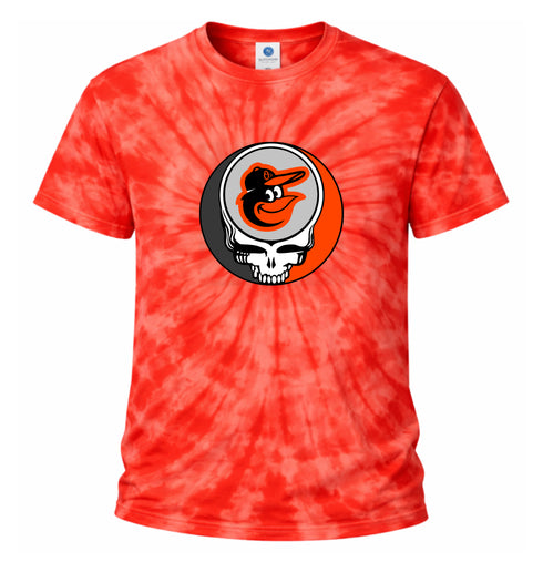 Baltimore Orioles Stealie Tie-Dye Grateful Dead T-Shirt