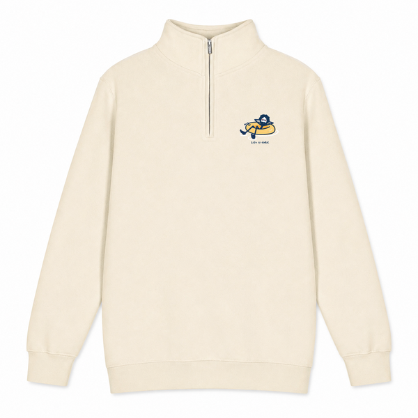 Jerry's Floatin' Life is dead Performance Polo - Premium Grateful Dead Quarter-Zip Pullover - Sand - 1