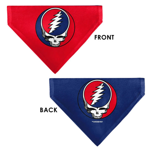Grateful Dead - Pet Bandana - Grateful Dead Steal Your Face Logo Centered Red and Blue - StealieShop