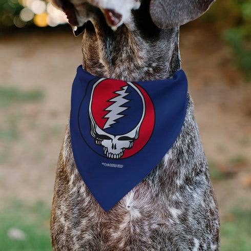 Grateful Dead - Pet Bandana - Grateful Dead Steal Your Face Logo Centered Red and Blue - StealieShop