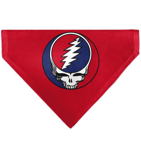 Grateful Dead - Pet Bandana - Grateful Dead Steal Your Face Logo Centered Red and Blue - StealieShop