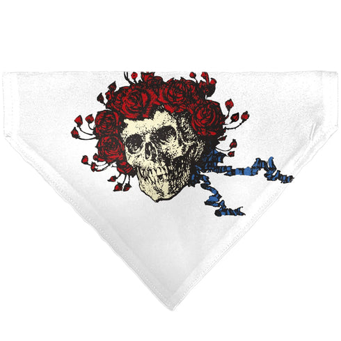Grateful Dead - Pet Bandana - Grateful Dead Skull and Rose Face White - StealieShop