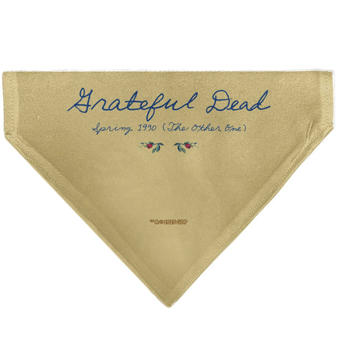 Grateful Dead - Pet Bandana - GRATEFUL DEAD THE OTHER ONE Roses and Text Tan/Blue/Red - StealieShop