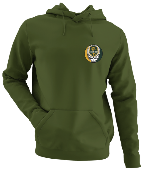 Green Bay Football - Premium Grateful Dead Left Chest Hoodie - Military Green - 7