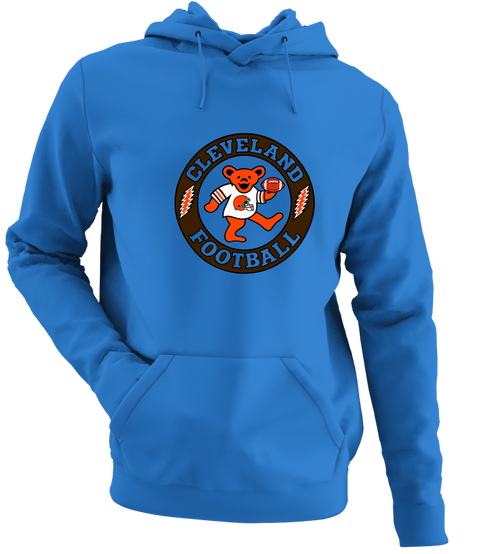 Cleveland Football Dancing Bear - Premium Grateful Dead Hoodie - Heather Royal
