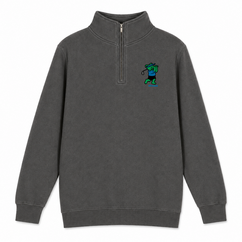 Golfing Bear - Life is dead.® - Premium Grateful Dead Quarter-Zip Pullover - Charcoal - 5