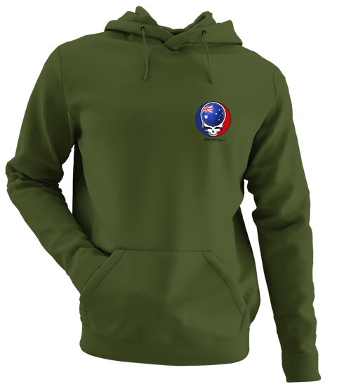 Australia FIFA World Cup - Premium Grateful Dead Left Chest Hoodie - Military Green