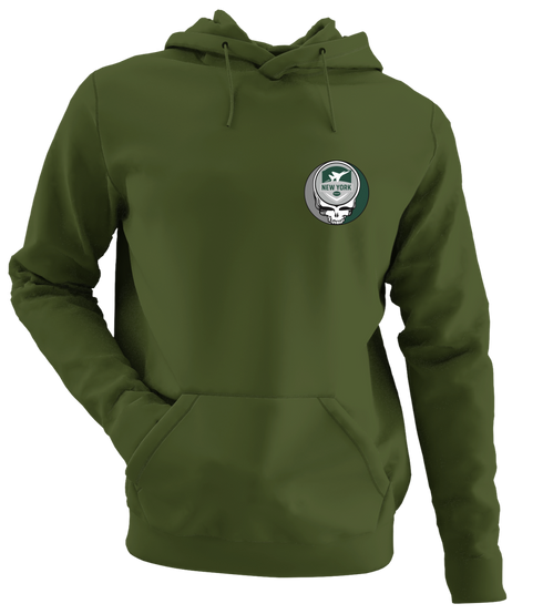 New York Football - Premium Grateful Dead Left Chest Hoodie - Military Green - 7