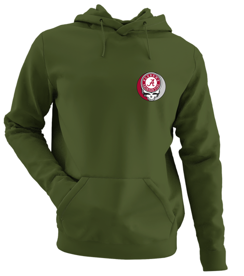University of Alabama - Premium Grateful Dead Left Chest Hoodie - Military Green