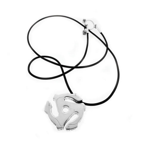 Grateful Dead - 45 RPM Spacer Sterling Silver And Rubber Cord Necklace - StealieShop