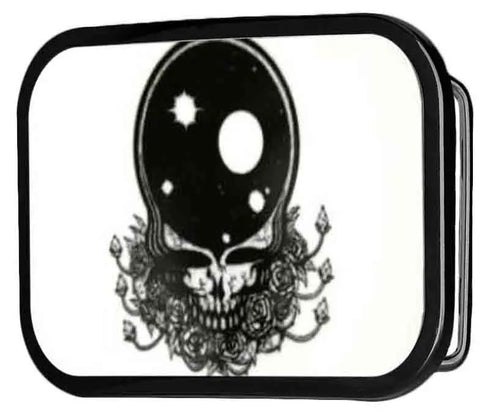 Grateful Dead - Space Your Face FCG White/Black - Black Rock Star Buckle - StealieShop