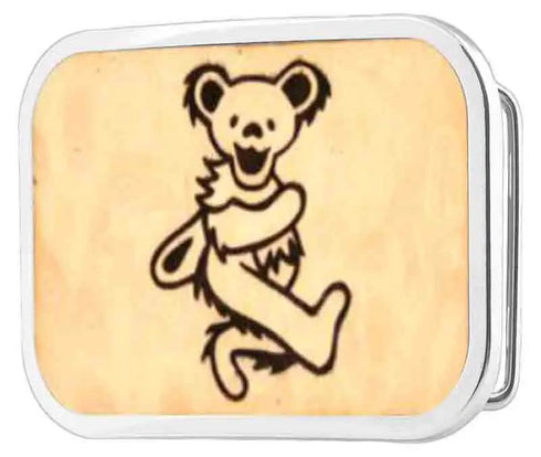Grateful Dead - Dancing Bear FCWood Natural/Black - Matte Rock Star Buckle - StealieShop